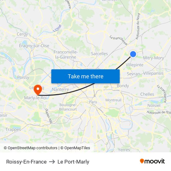 Roissy-En-France to Le Port-Marly map