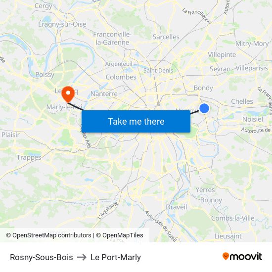 Rosny-Sous-Bois to Le Port-Marly map