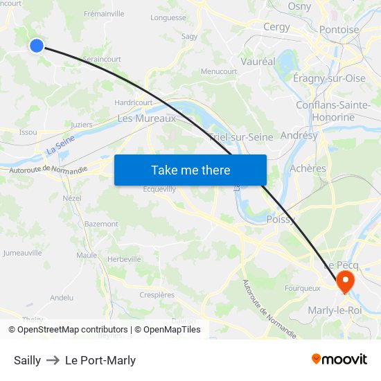 Sailly to Le Port-Marly map