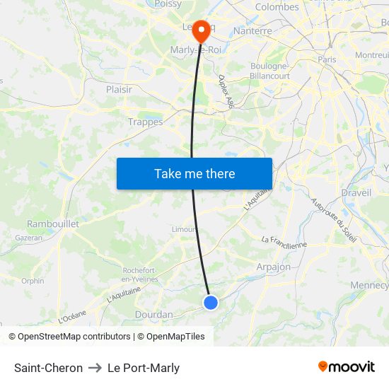 Saint-Cheron to Le Port-Marly map