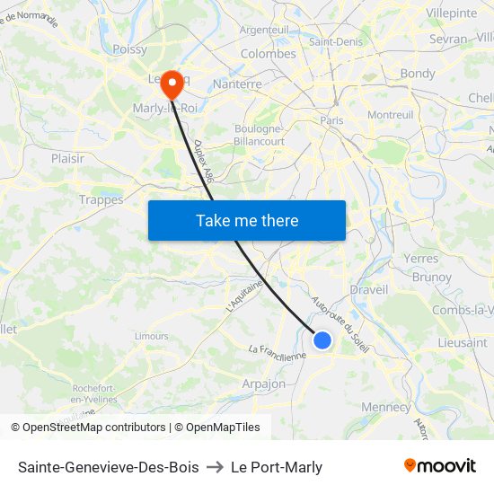 Sainte-Genevieve-Des-Bois to Le Port-Marly map