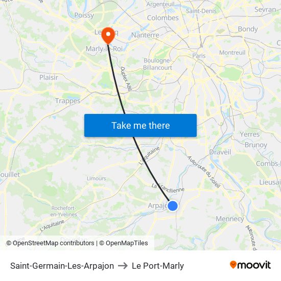 Saint-Germain-Les-Arpajon to Le Port-Marly map
