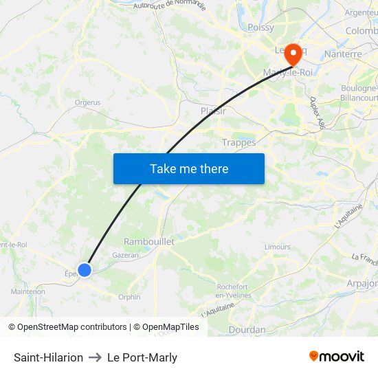 Saint-Hilarion to Le Port-Marly map