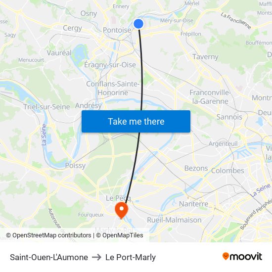 Saint-Ouen-L'Aumone to Le Port-Marly map