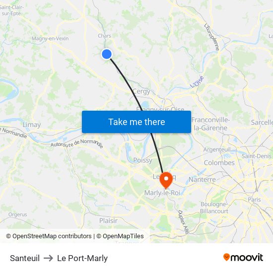 Santeuil to Le Port-Marly map