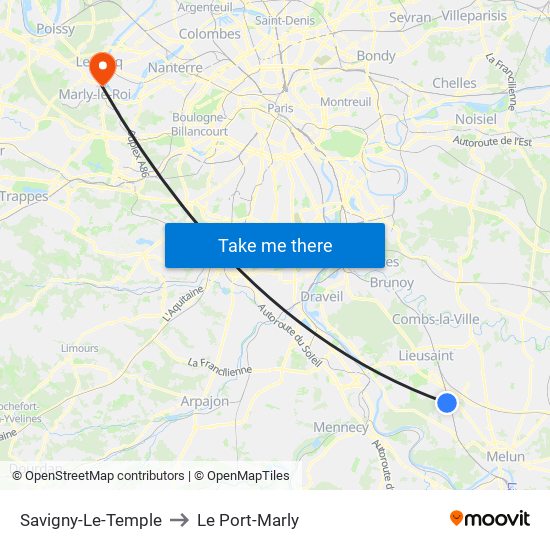 Savigny-Le-Temple to Le Port-Marly map