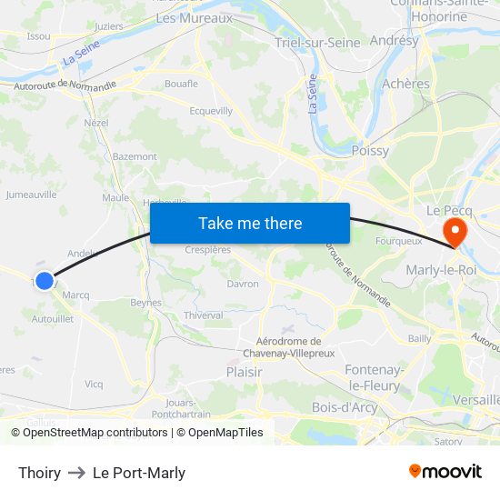 Thoiry to Le Port-Marly map