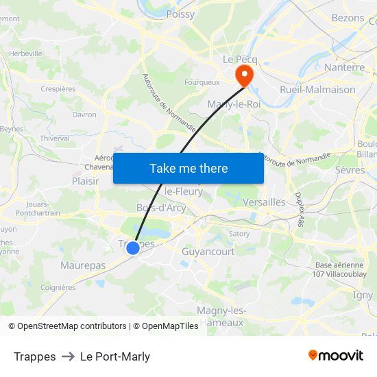 Trappes to Le Port-Marly map