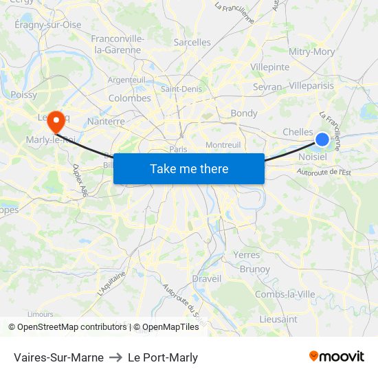 Vaires-Sur-Marne to Le Port-Marly map