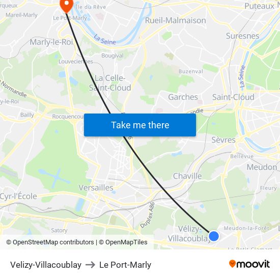 Velizy-Villacoublay to Le Port-Marly map