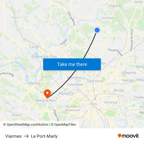 Viarmes to Le Port-Marly map