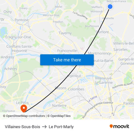 Villaines-Sous-Bois to Le Port-Marly map