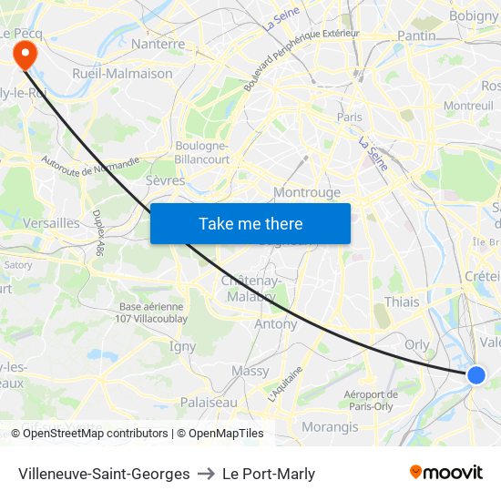 Villeneuve-Saint-Georges to Le Port-Marly map