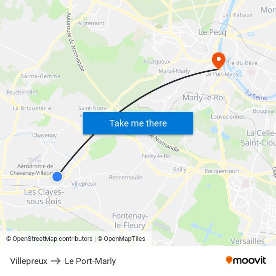 Villepreux to Le Port-Marly map