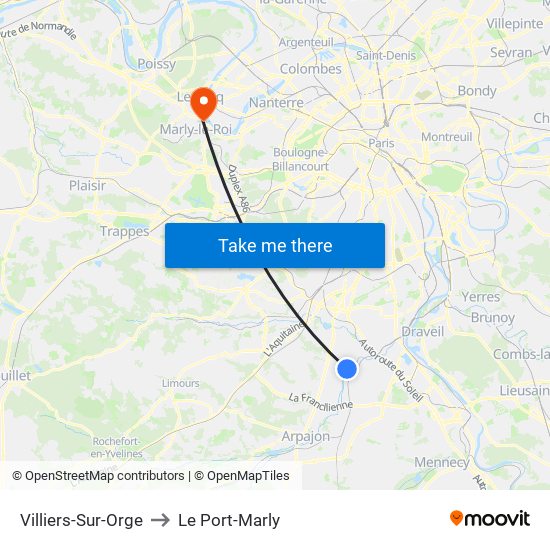 Villiers-Sur-Orge to Le Port-Marly map