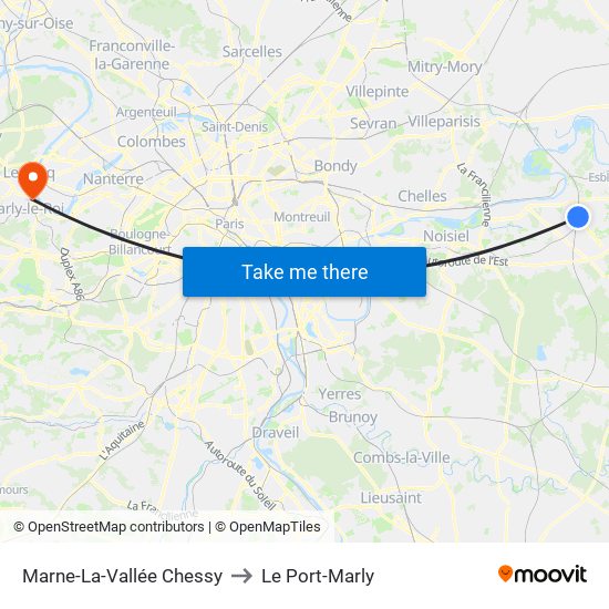 Marne-La-Vallée Chessy to Le Port-Marly map