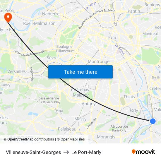Villeneuve-Saint-Georges to Le Port-Marly map