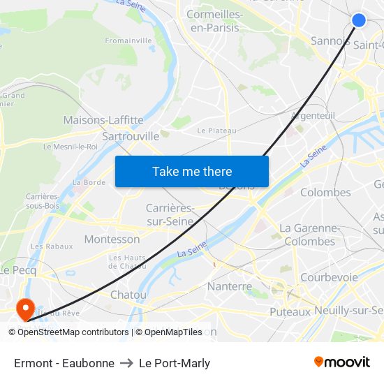 Ermont - Eaubonne to Le Port-Marly map