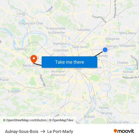 Aulnay-Sous-Bois to Le Port-Marly map