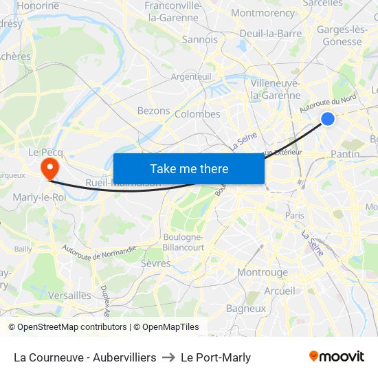 La Courneuve - Aubervilliers to Le Port-Marly map