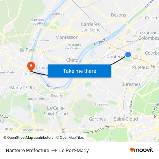 Nanterre Préfecture to Le Port-Marly map