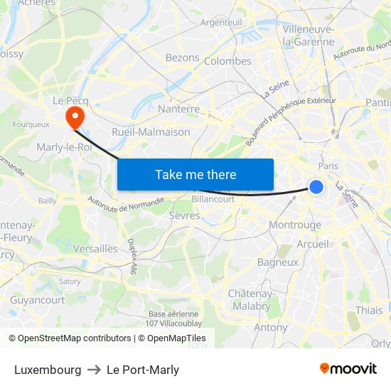 Luxembourg to Le Port-Marly map