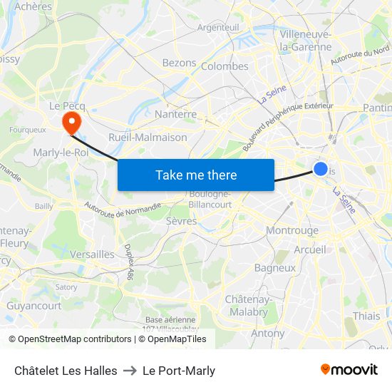 Châtelet Les Halles to Le Port-Marly map