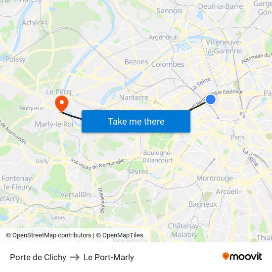 Porte de Clichy to Le Port-Marly map