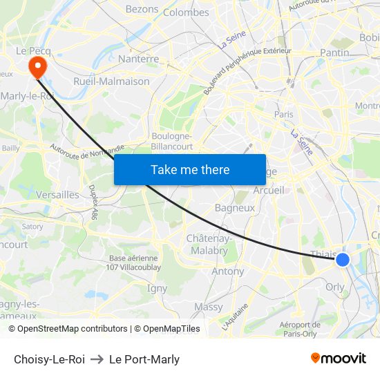 Choisy-Le-Roi to Le Port-Marly map