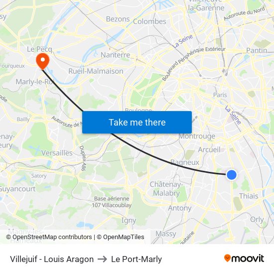 Villejuif - Louis Aragon to Le Port-Marly map