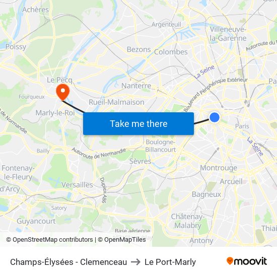 Champs-Élysées - Clemenceau to Le Port-Marly map