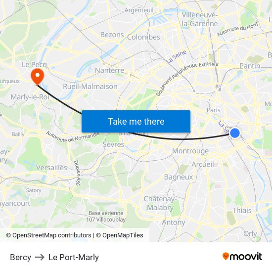 Bercy to Le Port-Marly map