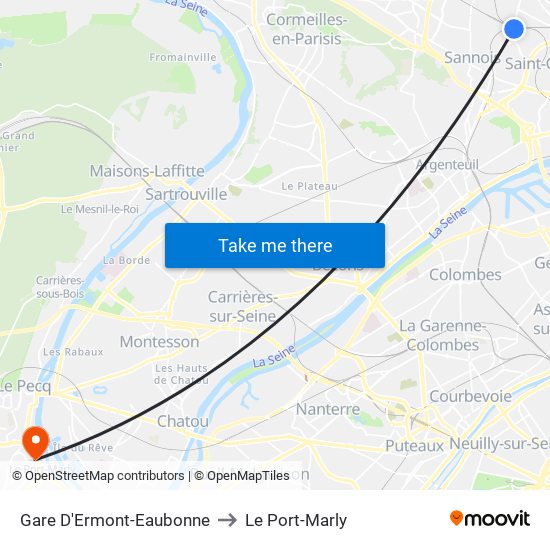 Gare D'Ermont-Eaubonne to Le Port-Marly map