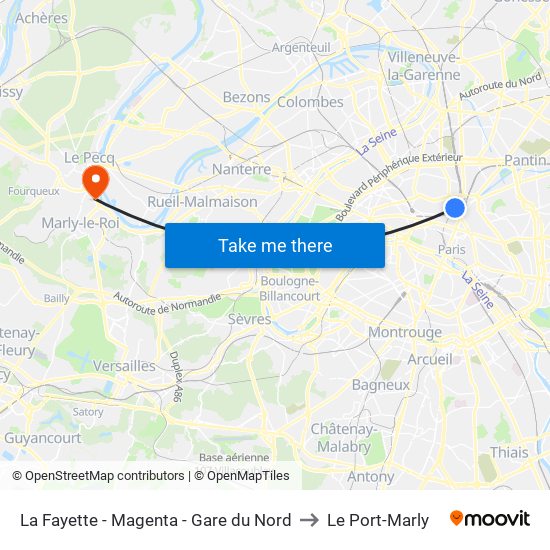 La Fayette - Magenta - Gare du Nord to Le Port-Marly map