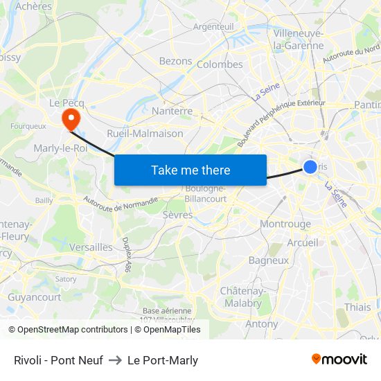 Rivoli - Pont Neuf to Le Port-Marly map