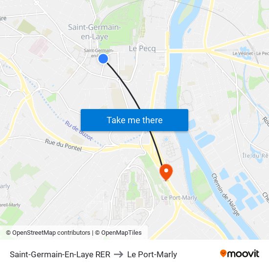 Saint-Germain-En-Laye RER to Le Port-Marly map
