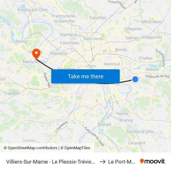 Villiers-Sur-Marne - Le Plessis-Trévise RER to Le Port-Marly map