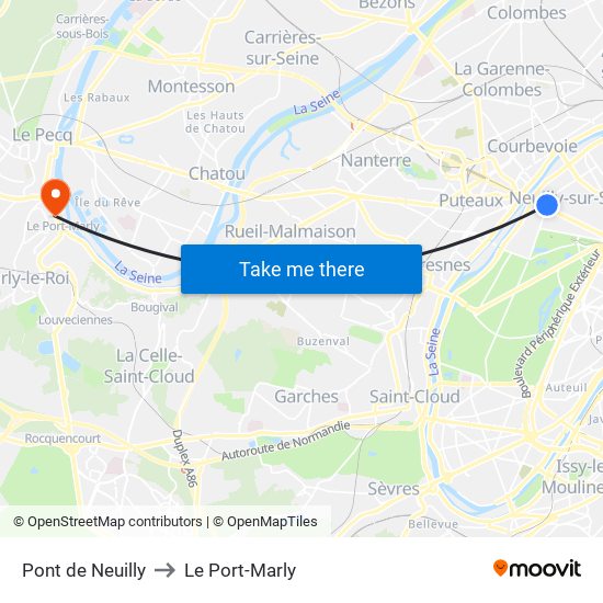 Pont de Neuilly to Le Port-Marly map