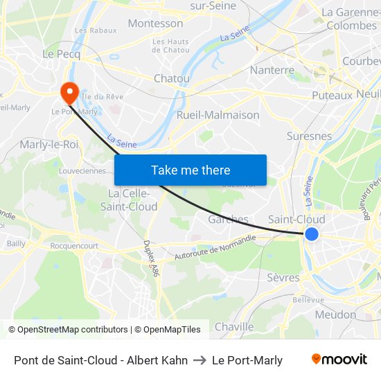 Pont de Saint-Cloud - Albert Kahn to Le Port-Marly map