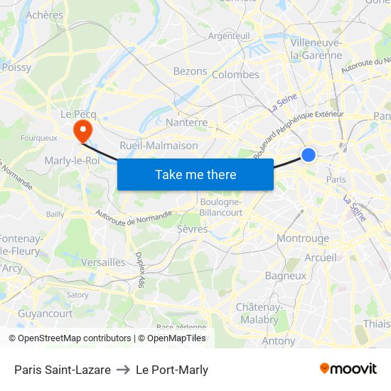 Paris Saint-Lazare to Le Port-Marly map