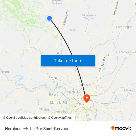 Herchies to Le Pre-Saint-Gervais map
