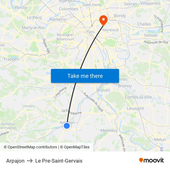 Arpajon to Le Pre-Saint-Gervais map