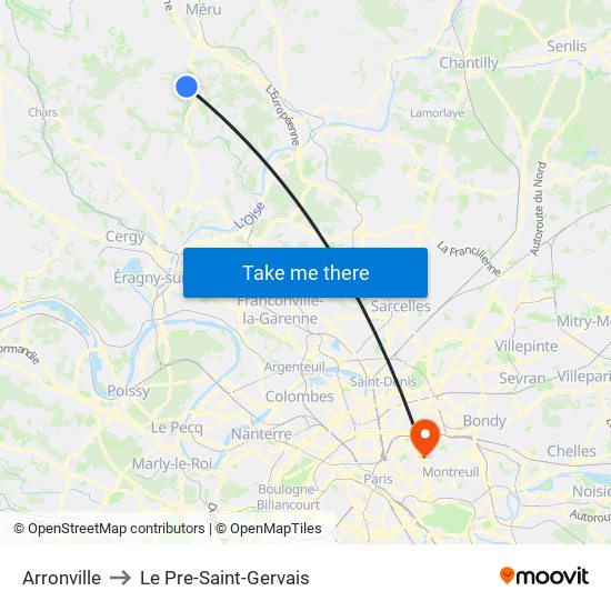 Arronville to Le Pre-Saint-Gervais map