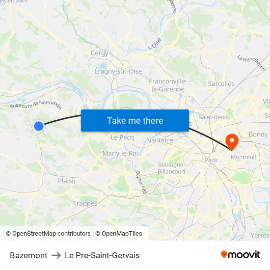 Bazemont to Le Pre-Saint-Gervais map