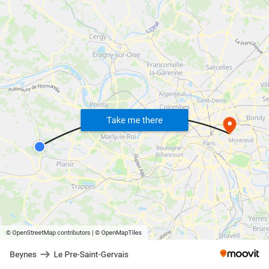 Beynes to Le Pre-Saint-Gervais map