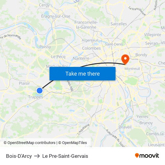 Bois-D'Arcy to Le Pre-Saint-Gervais map