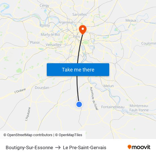 Boutigny-Sur-Essonne to Le Pre-Saint-Gervais map