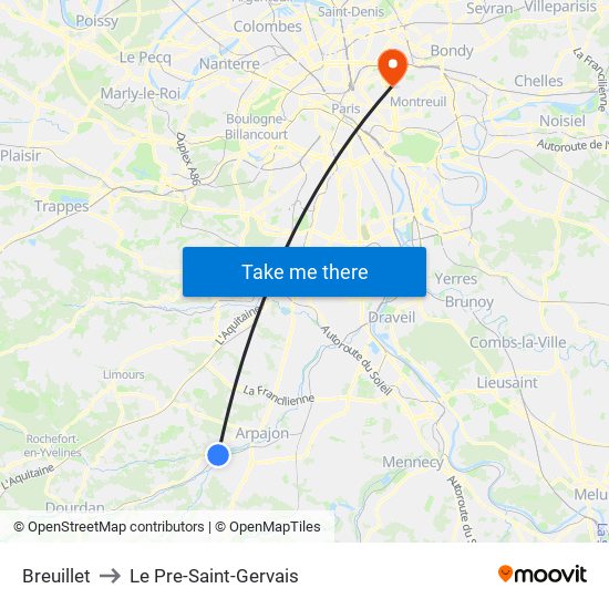 Breuillet to Le Pre-Saint-Gervais map