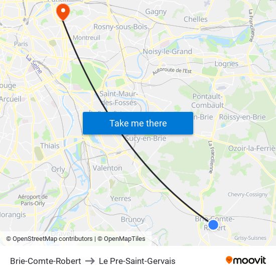 Brie-Comte-Robert to Le Pre-Saint-Gervais map