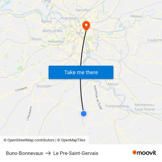 Buno-Bonnevaux to Le Pre-Saint-Gervais map